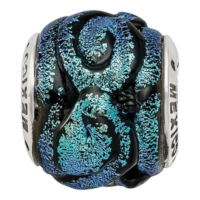 Sterling Silver Blue Dichroic Glass Bead – view 5