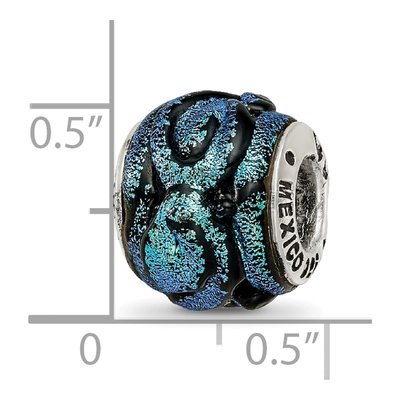 Sterling Silver Blue Dichroic Glass Bead – view 6