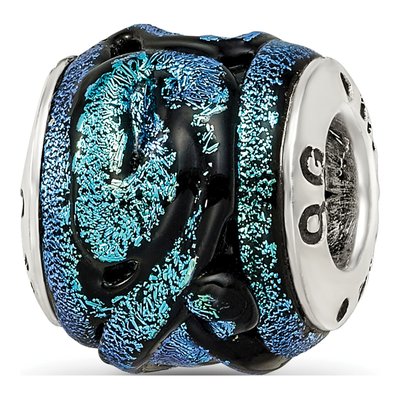 Sterling Silver Blue Dichroic Glass Bead – view 8