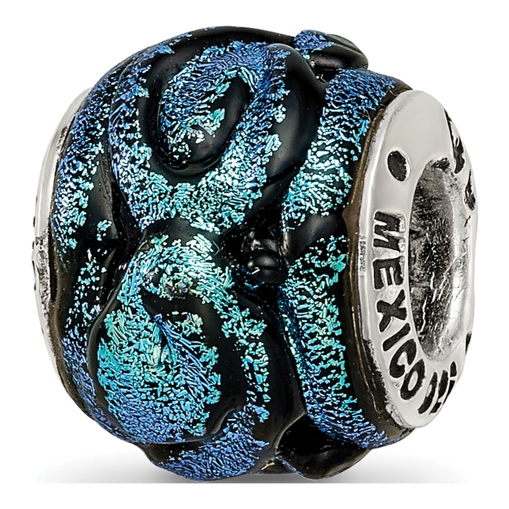Sterling Silver Blue Dichroic Glass Bead