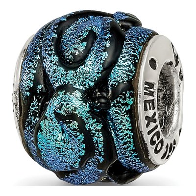 Sterling Silver Blue Dichroic Glass Bead