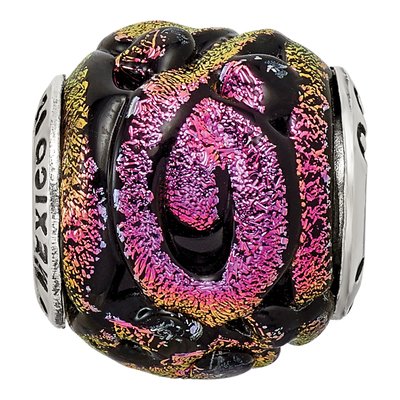 Sterling Silver Purple Dichroic Glass Bead – view 6