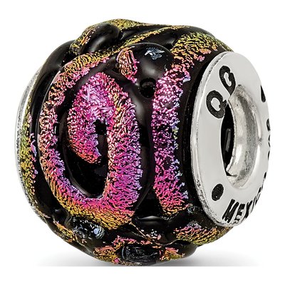 Sterling Silver Purple Dichroic Glass Bead