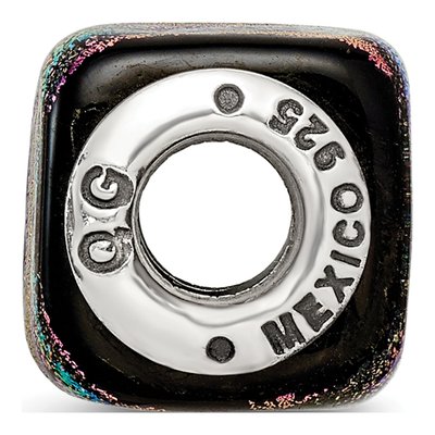 Sterling Silver Purple Dichroic Glass Bead – view 2