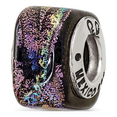 Sterling Silver Purple Dichroic Glass Bead – view 6