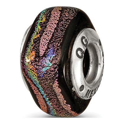 Sterling Silver Purple Dichroic Glass Bead