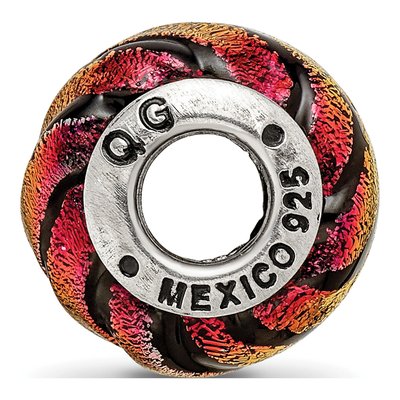 Sterling Silver Orange Dichroic Glass Bead – view 4