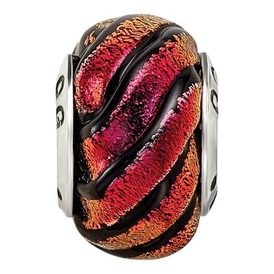 Sterling Silver Orange Dichroic Glass Bead – view 5