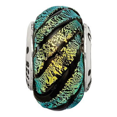 Sterling Silver Green Dichroic Glass Bead – view 6