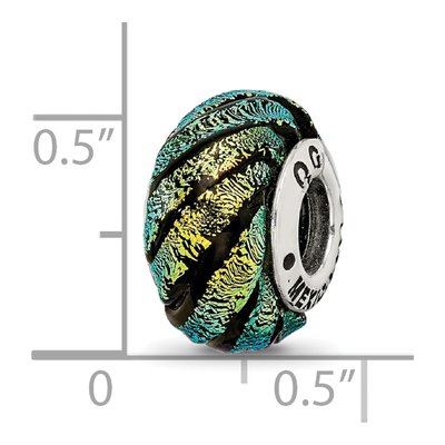 Sterling Silver Green Dichroic Glass Bead – view 7