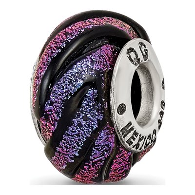 Sterling Silver Purple Dichroic Glass Bead