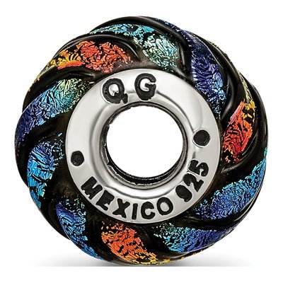 Sterling Silver Rainbow Dichroic Glass Bead – view 2