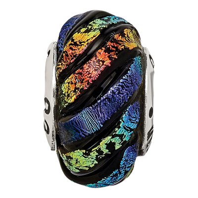 Sterling Silver Rainbow Dichroic Glass Bead – view 3