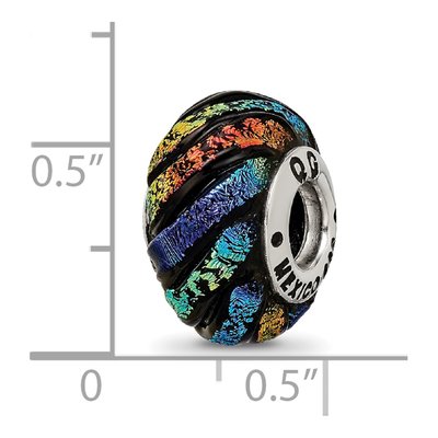 Sterling Silver Rainbow Dichroic Glass Bead – view 5