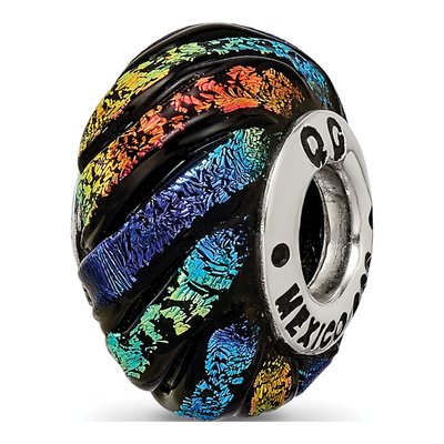 Sterling Silver Rainbow Dichroic Glass Bead