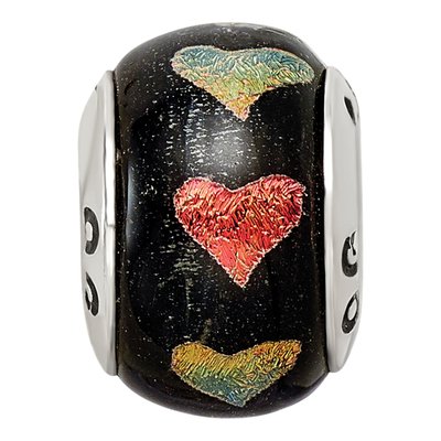 Sterling Silver Dichroic Glass Heart Bead – view 3