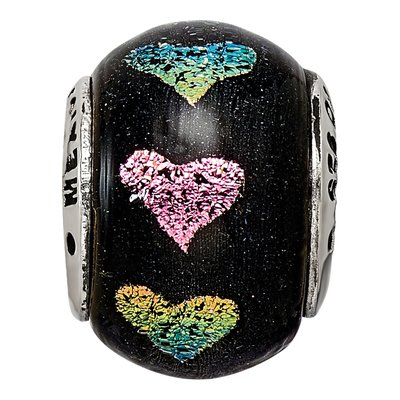 Sterling Silver Pink Purple Heart Dichroic Glass Bead – view 5
