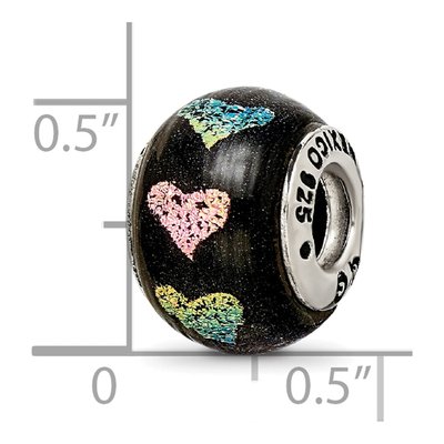 Sterling Silver Pink Purple Heart Dichroic Glass Bead – view 7