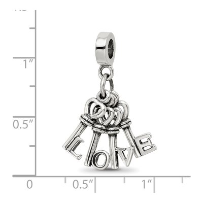 Sterling Silver Love Keys Dangle Bead – view 3