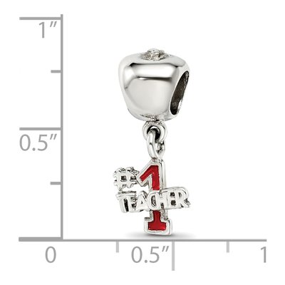 Sterling Silver Apple Teacher Number 1 Dangle Bead – view 5