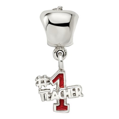 Sterling Silver Apple Teacher Number 1 Dangle Bead – view 6