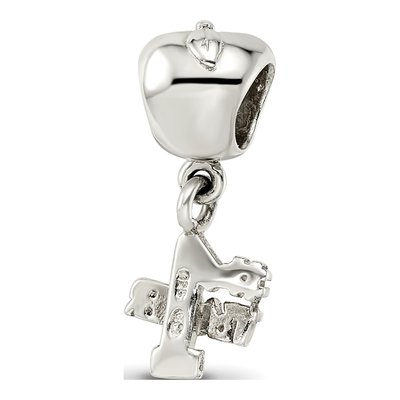 Sterling Silver Apple Teacher Number 1 Dangle Bead – view 7