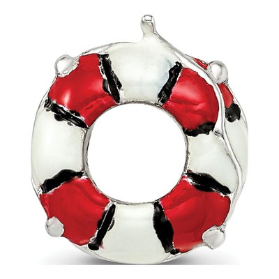 Sterling Silver Enameled Life Preserver Bead – view 2