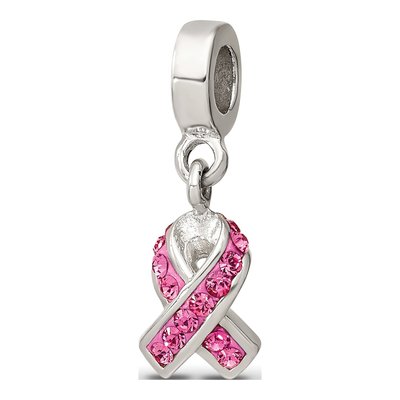 Sterling Silver Crystal Awareness Dangle Bead