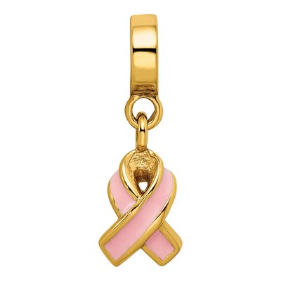 Gold-Plated Sterling Silver Enamel Awareness Dangle Bead – view 6