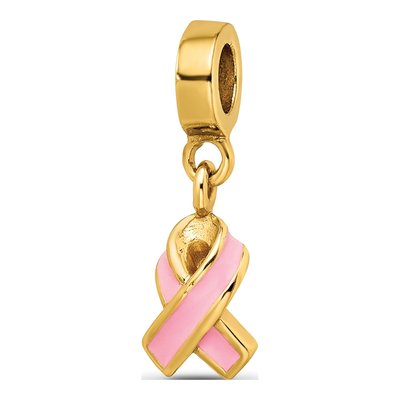 Gold-Plated Sterling Silver Enamel Awareness Dangle Bead