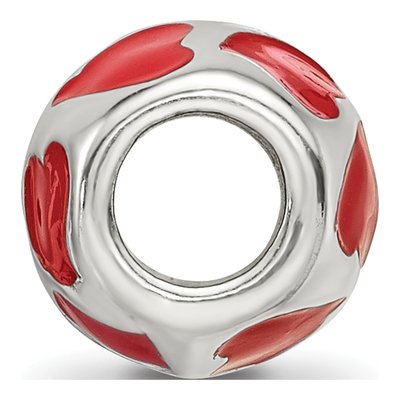 Sterling Silver Red Enamel Hearts Bead – view 4