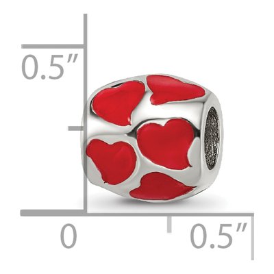 Sterling Silver Red Enamel Hearts Bead – view 6