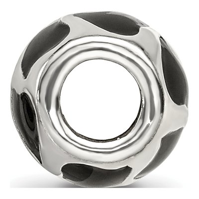 Sterling Silver Black Enamel Hearts Bead – view 4
