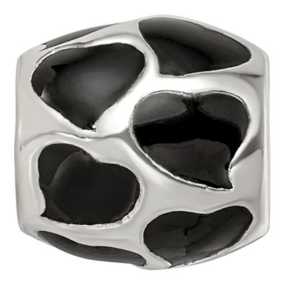 Sterling Silver Black Enamel Hearts Bead – view 5