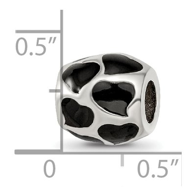 Sterling Silver Black Enamel Hearts Bead – view 6