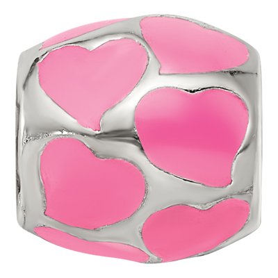 Sterling Silver Pink Enamel Hearts Bead – view 5