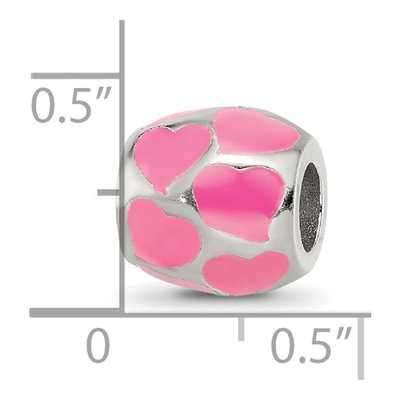 Sterling Silver Pink Enamel Hearts Bead – view 6
