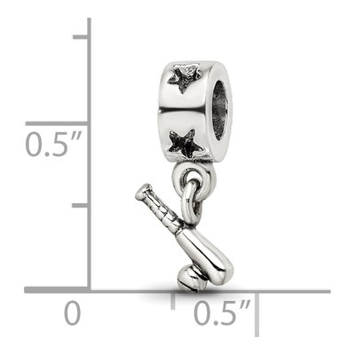 Sterling Silver Baseball Bat Ball Dangle Bead – view 5