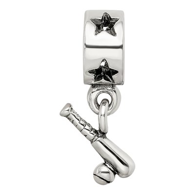 Sterling Silver Baseball Bat Ball Dangle Bead – view 6