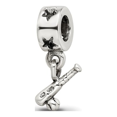 Sterling Silver Baseball Bat Ball Dangle Bead – view 7