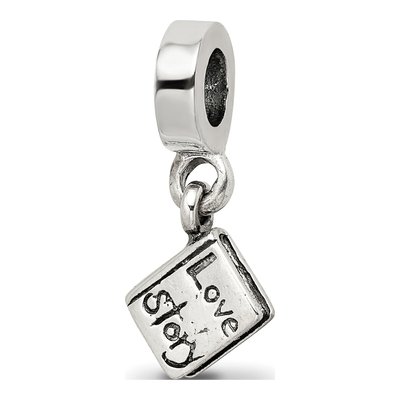 Sterling Silver Love Story Book Dangle Bead