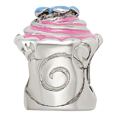Sterling Silver Pink Enamel Cupcake Bead – view 3