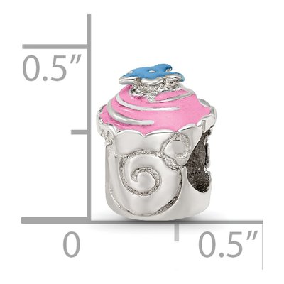 Sterling Silver Pink Enamel Cupcake Bead – view 4