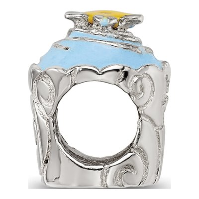 Sterling Silver Blue Enamel Cupcake Bead – view 4