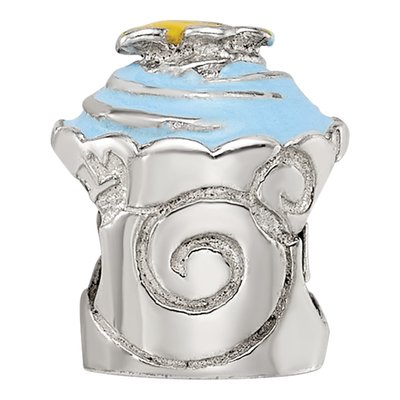 Sterling Silver Blue Enamel Cupcake Bead – view 5