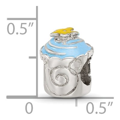 Sterling Silver Blue Enamel Cupcake Bead – view 7