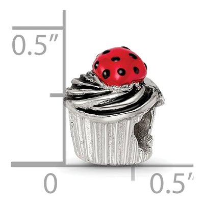 Sterling Silver Enameled Strawberry Cupcake Bead – view 7