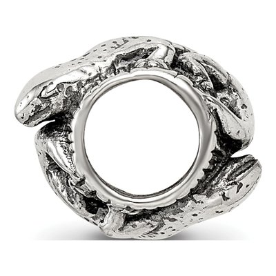 Sterling Silver Lizard on Log Bead – view 4