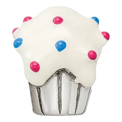 Sterling Silver Enameled Cupcake Bead – view 3
