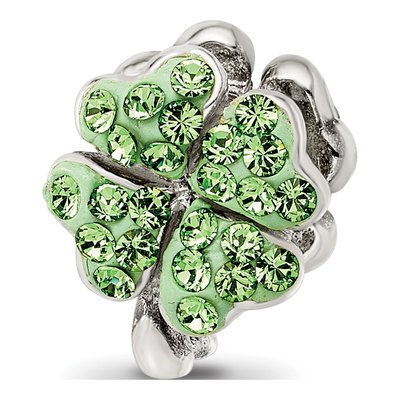 Sterling Silver Crystal Clover Bead
